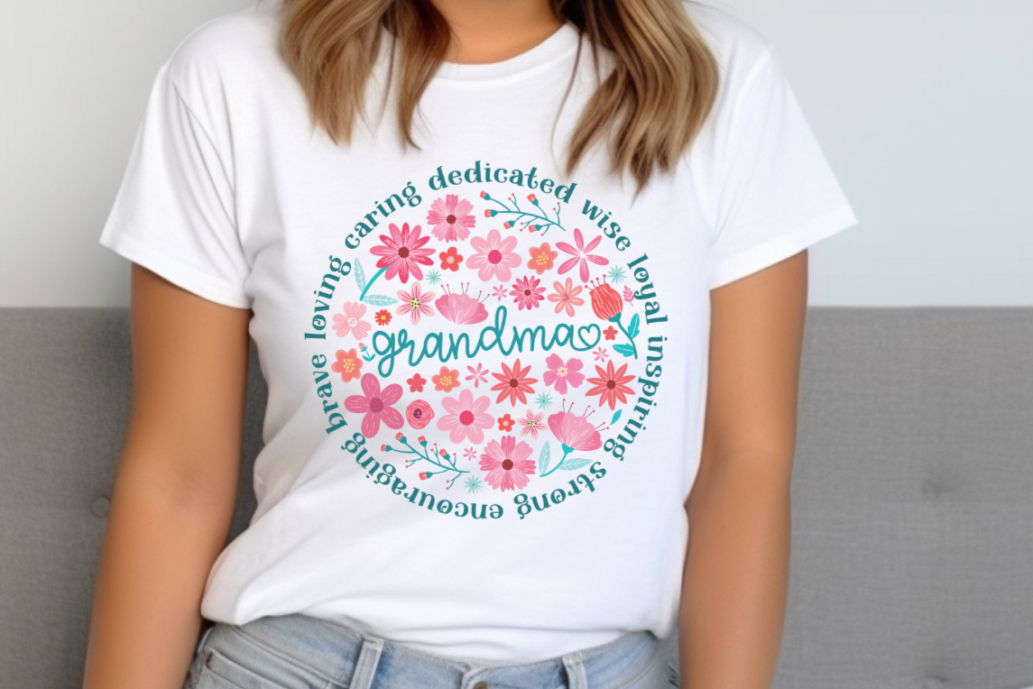 Grandma T-Shirt, Gift for Mother's Day, Loving, Brave & Wise Tee, Perfect Present for Grandmother's Day, Sweet Family Gift