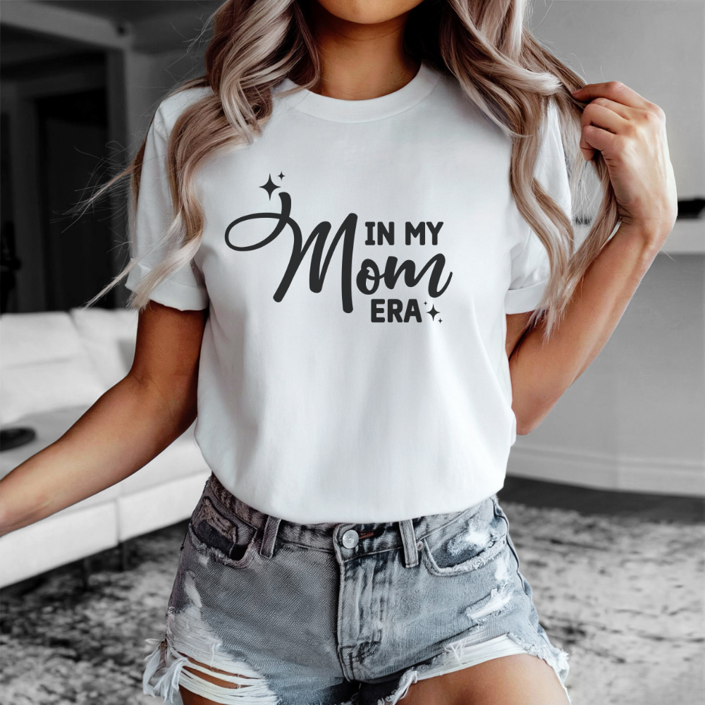 In My Mom Era Short Sleeve Tee, Women’s T-Shirt, Trendy Casual Top, Gift for Mom, Vintage Style, Comfortable Fit, Everyday Wear