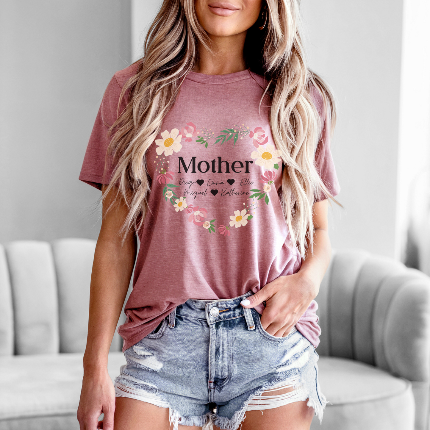 Customizable Mother's Day T-Shirt with Kids' Names, Cute Gift for Mom, Personalized Family Tee, Unique Mom Shirt