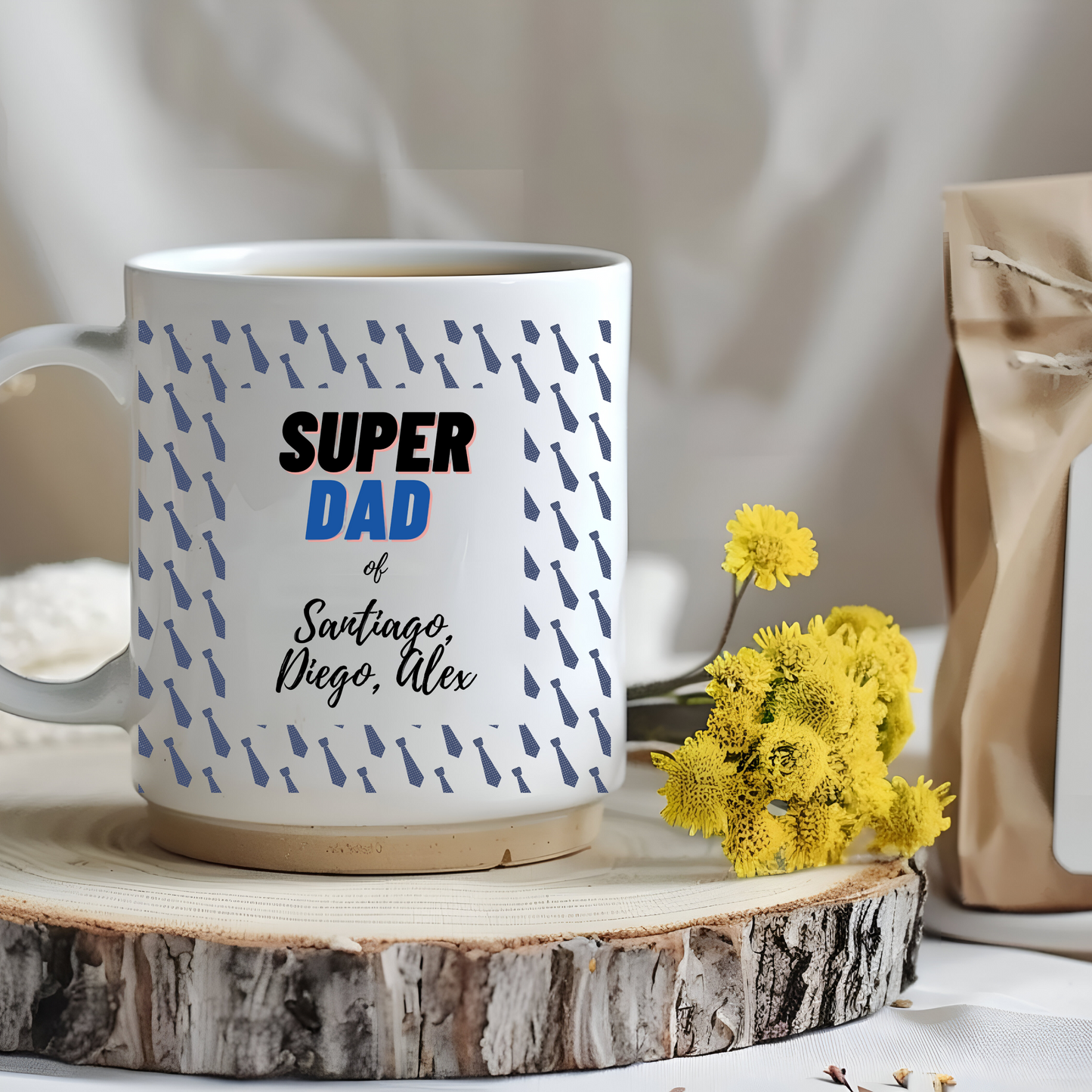 Personalized Super Dad Mug with Kids' Names | Unique Father's Day Gift for Dad | Custom Mug for Dad