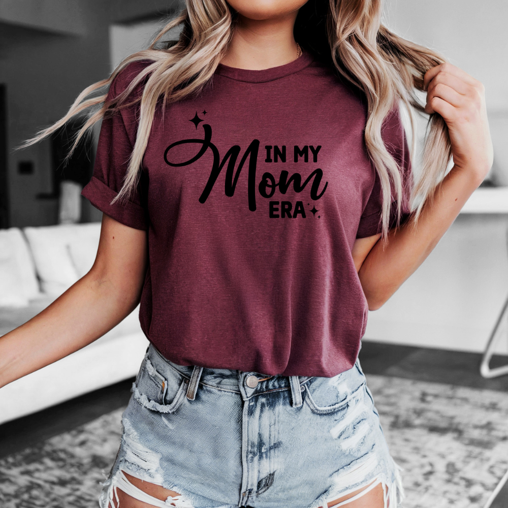 In My Mom Era Short Sleeve Tee, Women’s T-Shirt, Trendy Casual Top, Gift for Mom, Vintage Style, Comfortable Fit, Everyday Wear