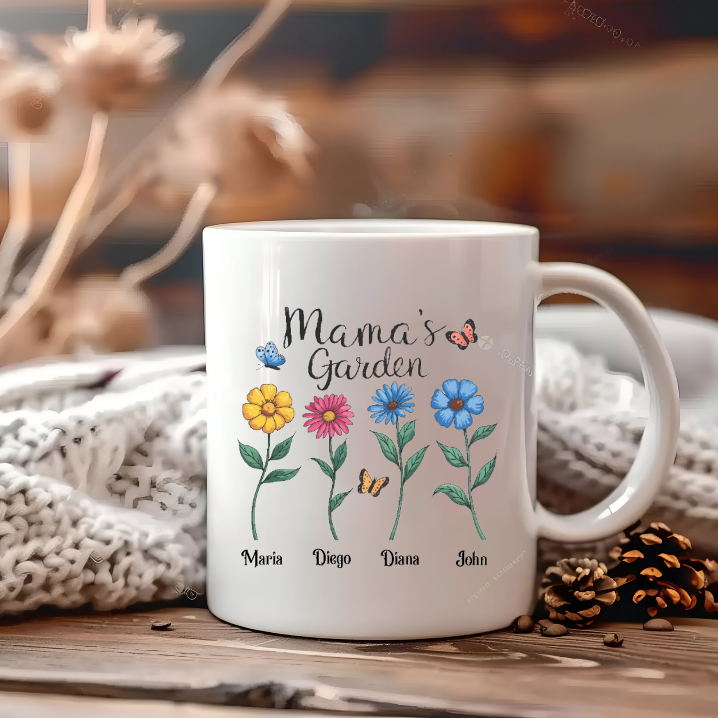Personalized Mom's Garden Mug with Kids' Names | Unique Mother's Day Gift, Custom Birthday Mug for Moms
