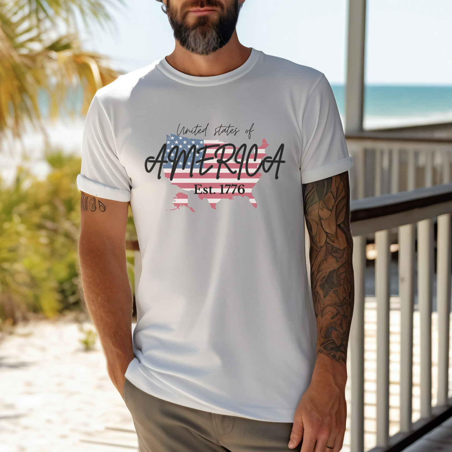 United Estates of America Unisex 4th of July Shirt & Casual Summer Pants Independence Day USA Celebration
