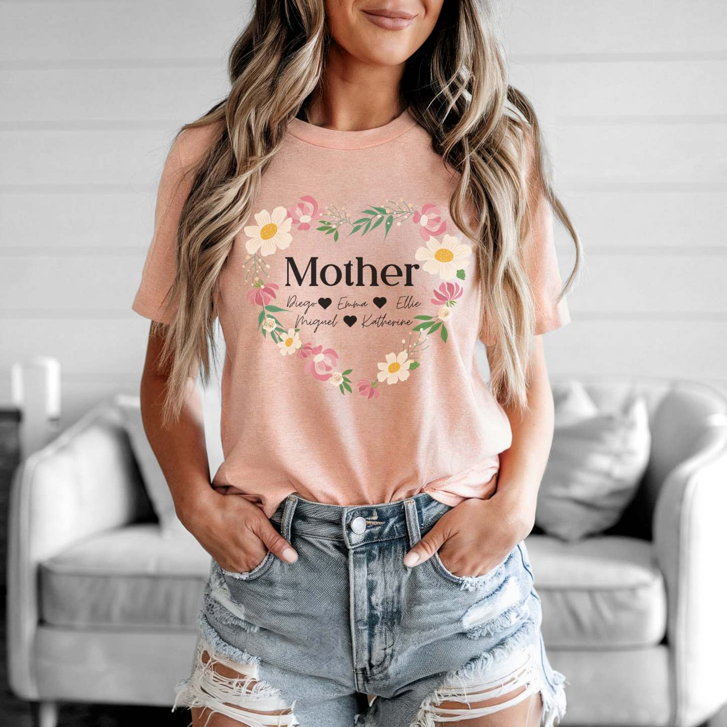 Customizable Mother's Day T-Shirt with Kids' Names, Cute Gift for Mom, Personalized Family Tee, Unique Mom Shirt