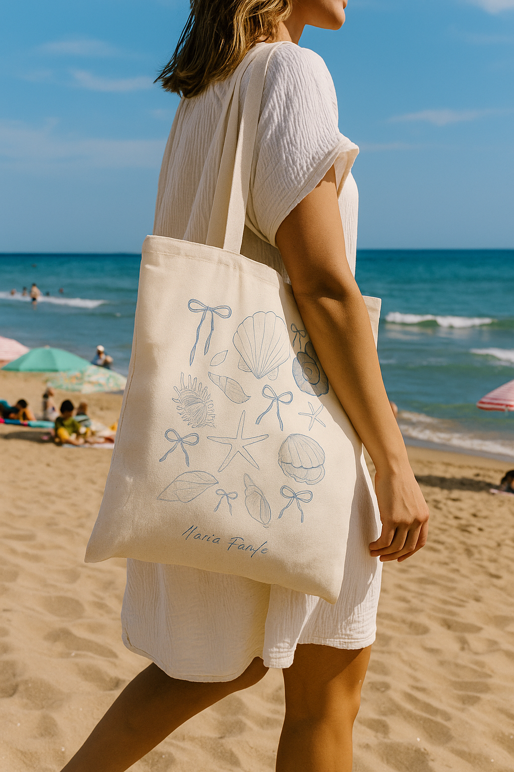 Personalized Cotton Summer Bag with Name - Stylish Coquette Tote for Beach, pool, vacations & Daily Use