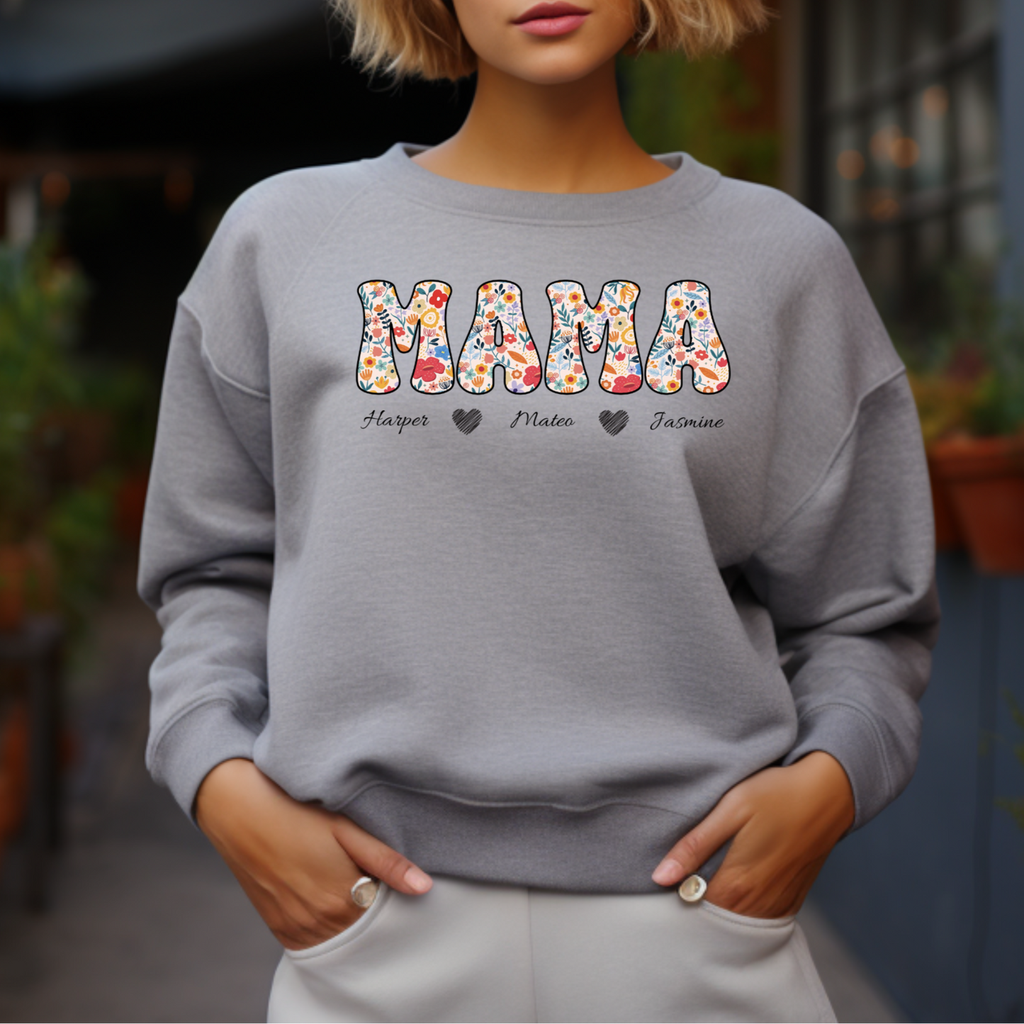 Mama Crewneck Sweatshirt | Personalized Names Sweatshirt | Custom Gift for Moms | Cute & Cozy Family Wear