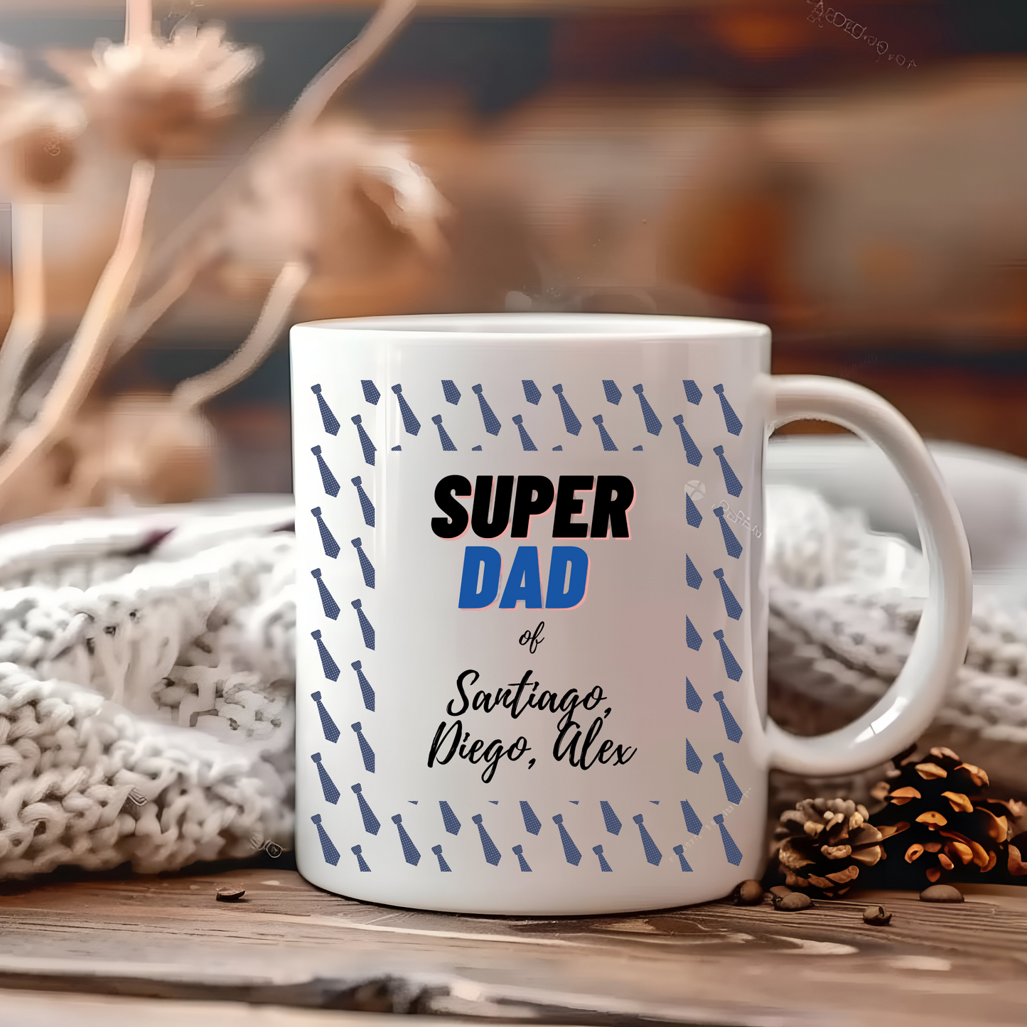 Personalized Super Dad Mug with Kids' Names | Unique Father's Day Gift for Dad | Custom Mug for Dad