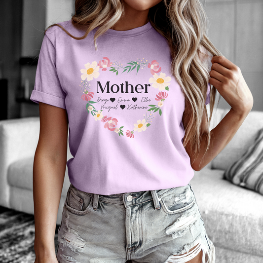 Customizable Mother's Day T-Shirt with Kids' Names, Cute Gift for Mom, Personalized Family Tee, Unique Mom Shirt