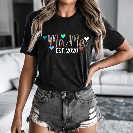 Mom Est 2020 Jersey Short Sleeve Tee  Cute Mother's Day Gift Casual Women's Top