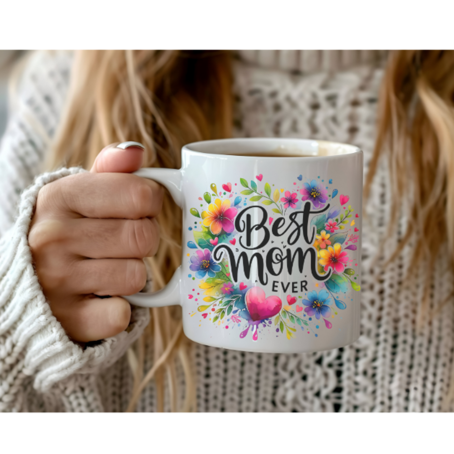 Best Mom Ever Ceramic Mug | Unique Gift for Mother's Day, Birthday, or Just Because | Cute Coffee Cup for Mom